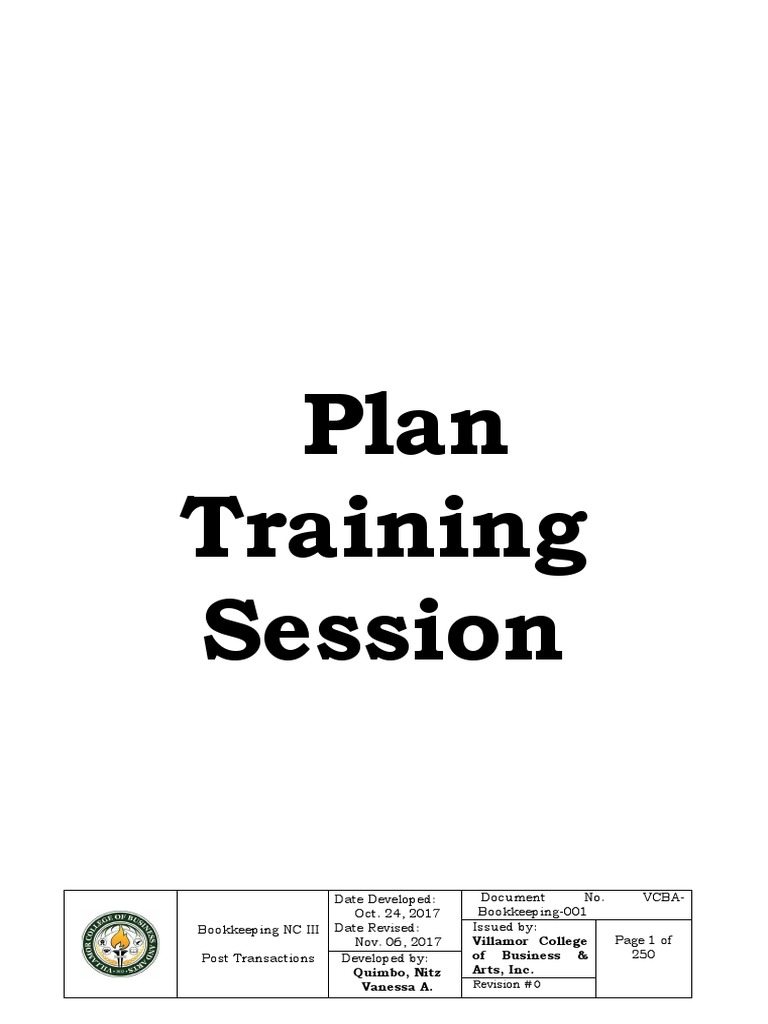 Bookkeeping NC III Training Plan | PDF | Debits And Credits | Bookkeeping