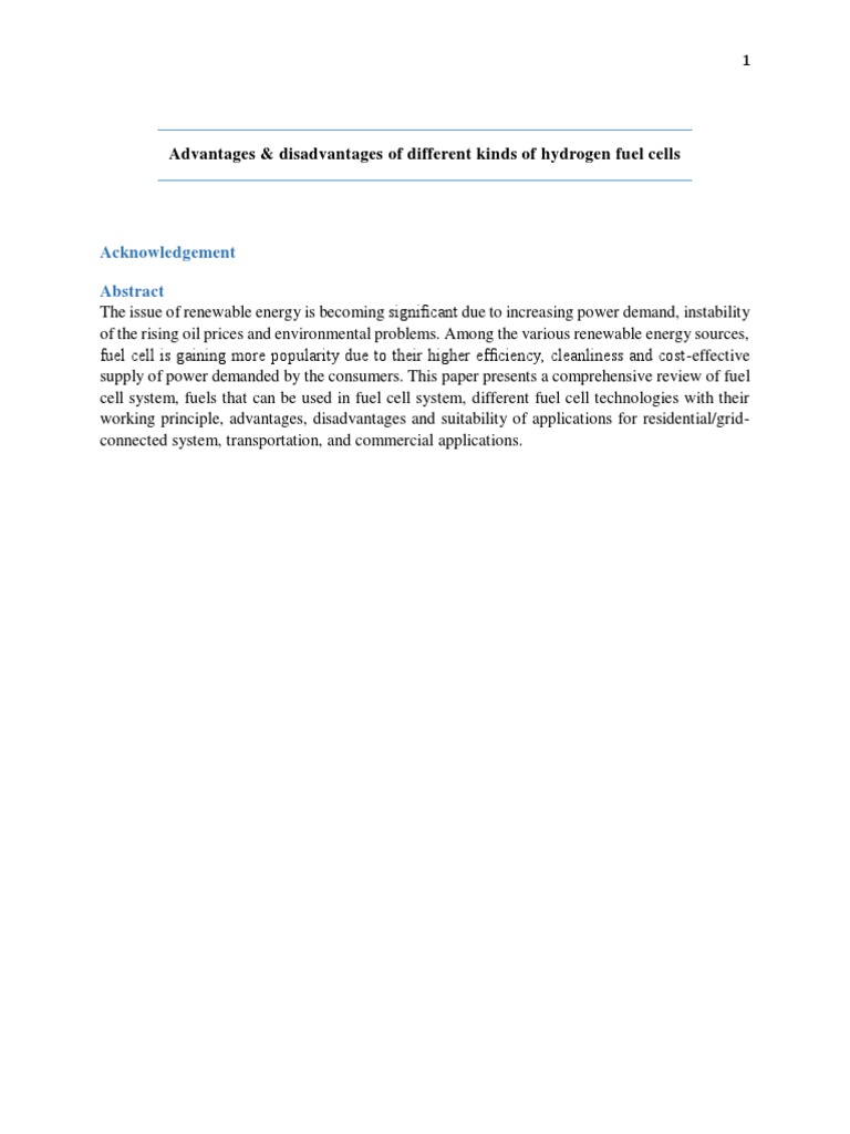Fuel Cell Advantages and Disadvantages | PDF | Fuel Cell | Fuels