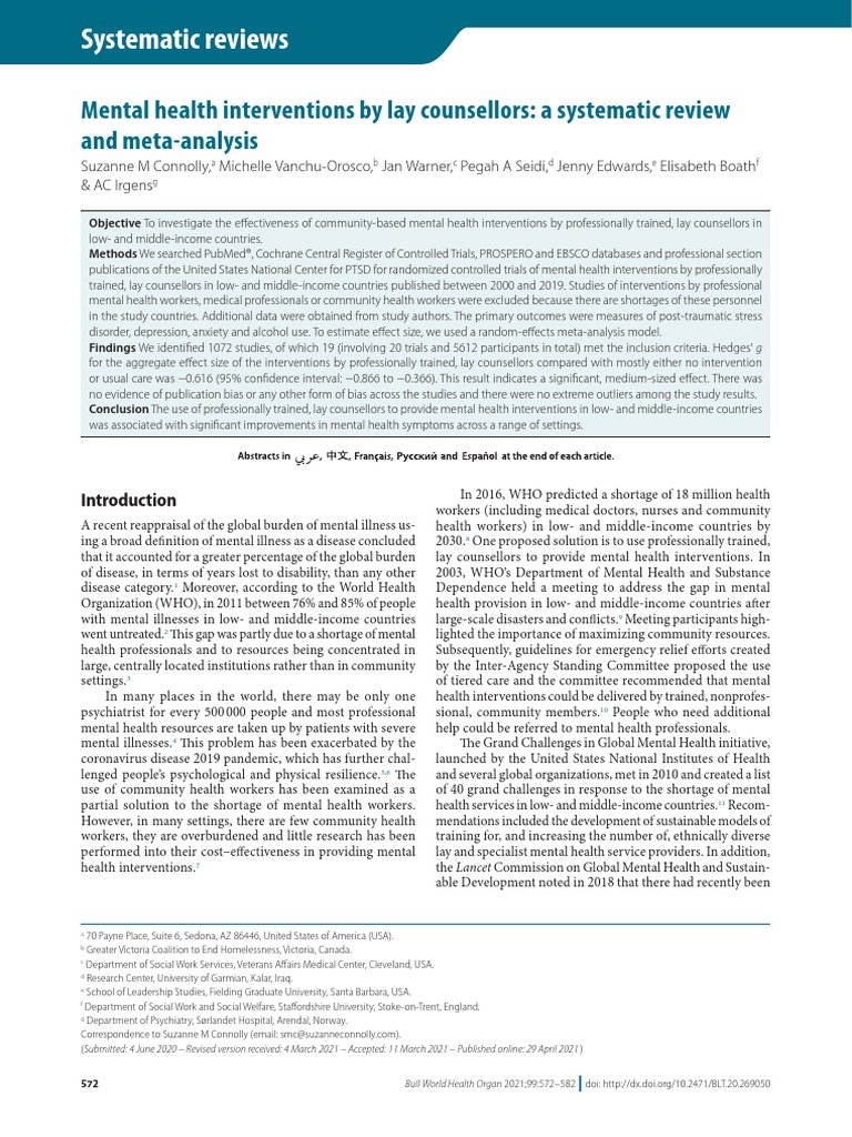 Lay Counselor PDF Psychotherapy Meta Analysis