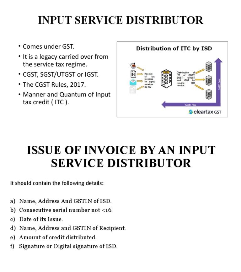 Input Service Distributor GST Guidelines | PDF | Business | Finance ...