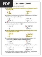 MCQ of Statistics & Probability: Measures of Central Tendencies and Dispersion