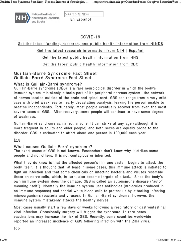 Image Result For Guillain Barr Syndrome National Institute Of Neurological