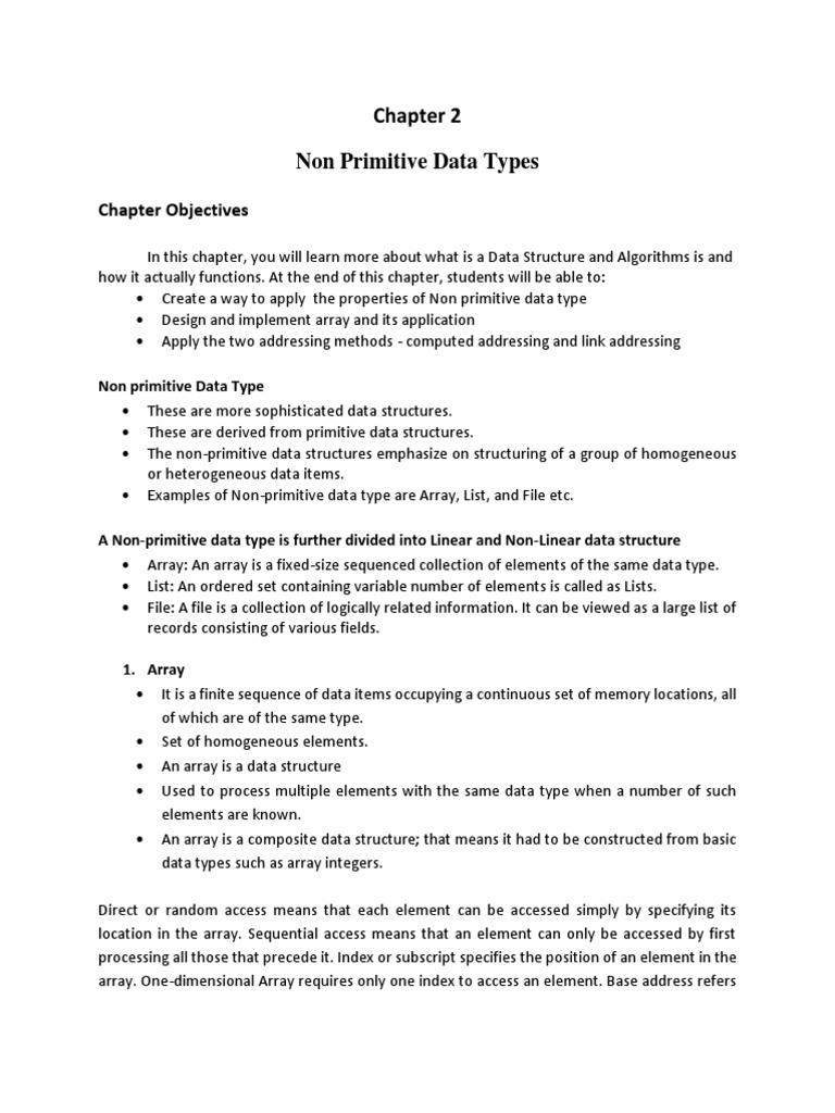 Chapter 2 Non Primitive Data Types | Download Free PDF | Data Type ...