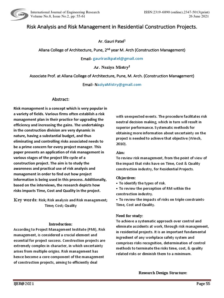 Risk Analysis in Residential Construction | PDF | Risk | Risk Management