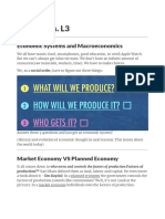 Economics. L3: Economic Systems and Macroeconomics