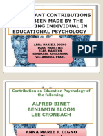 Significant Contributions in Educational Psychology