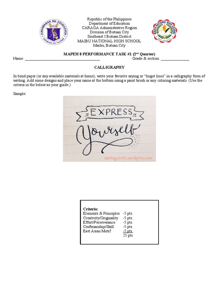 Mapeh 8 Performance Task Pdf