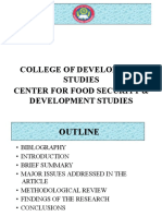 College of Development Studies Center For Food Security & Development Studies