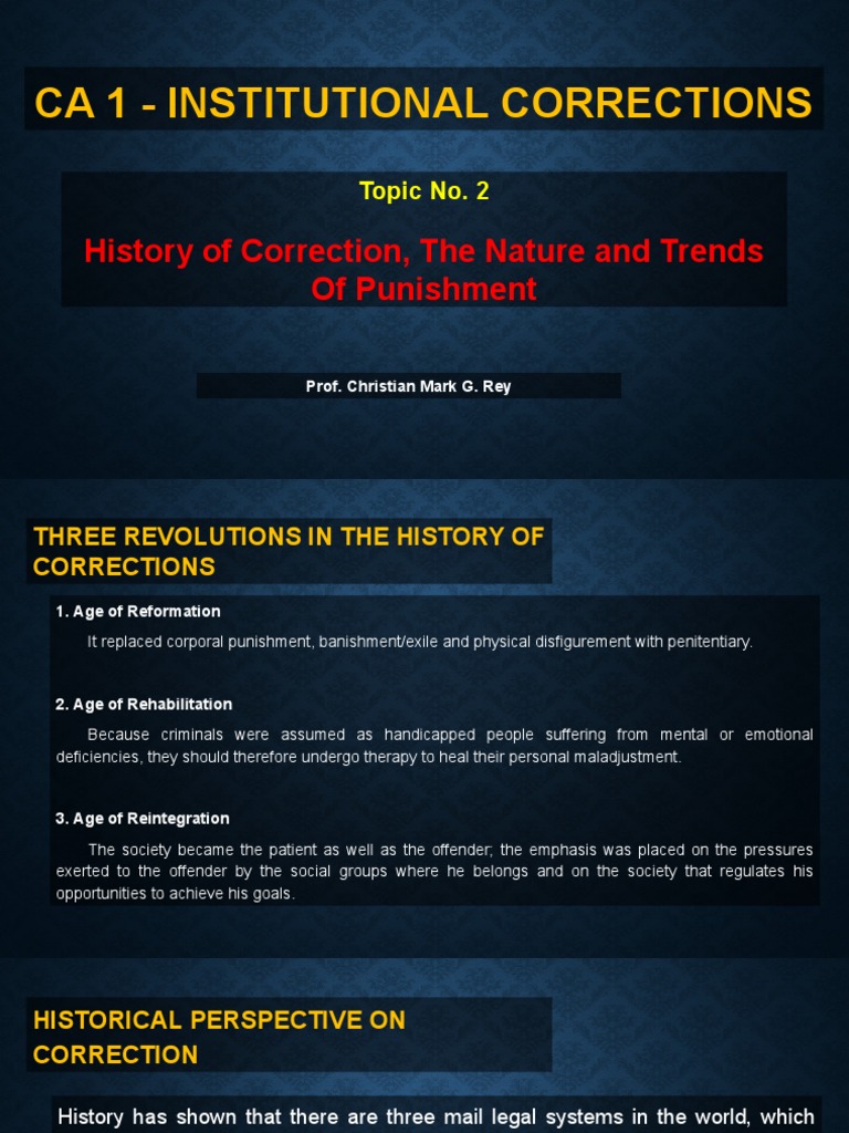 Ca 1 - Institutional Corrections: History of Correction, The Nature and ...