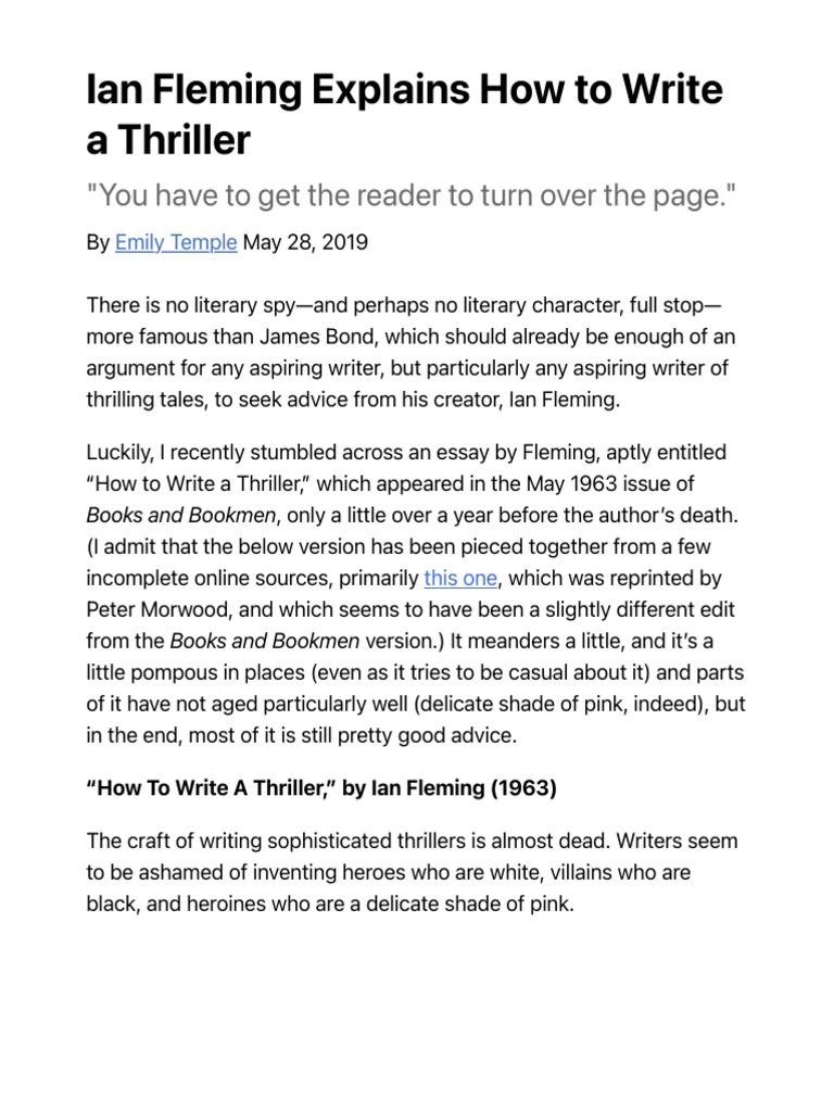 Ian Fleming's Guide to Writing Thrillers | PDF | Meal | Menu
