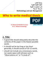 Who To Write Medical Thesis