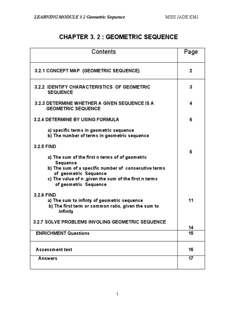 Geometric Sequence Learning Module | PDF | Sequence | Numbers