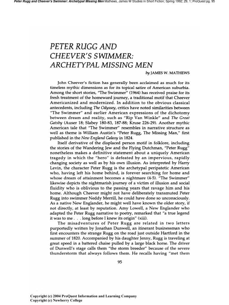 ARTICLE - Peter Rugg and Cheever S Swimm. Archetypal Missing Men ...