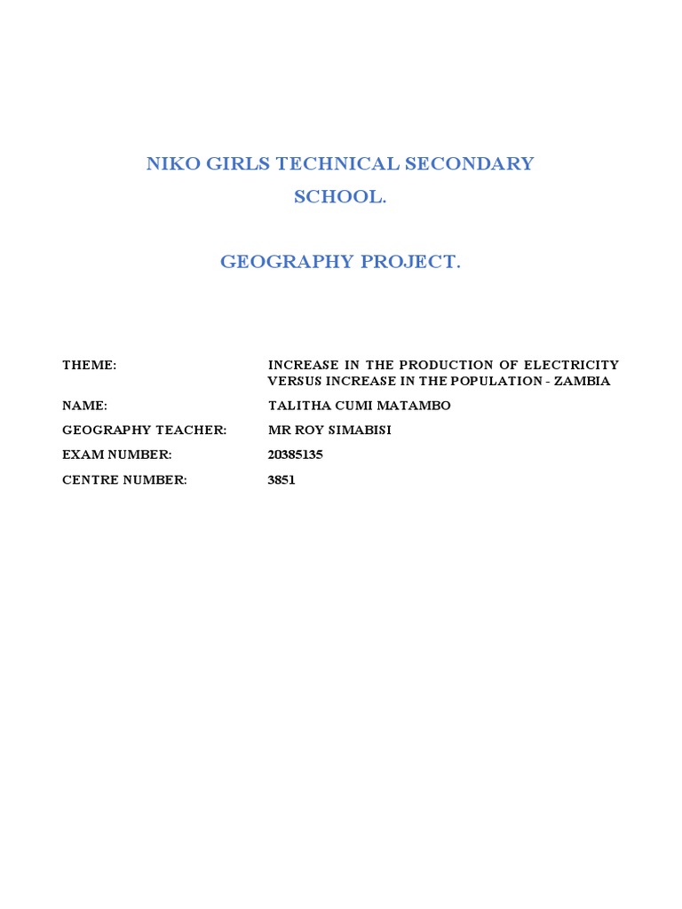 Geography Field Project PDF Hydroelectricity Nature