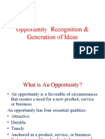 Opportunity Recognition & Generation of Ideas