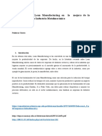 Herramientas de Lean Manufacturing en  la  mejora de la productividad en la Industria Metalmecánica