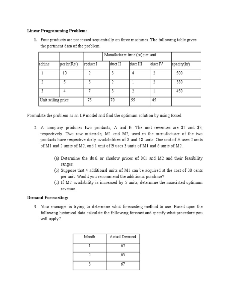 linear programming assignment pdf