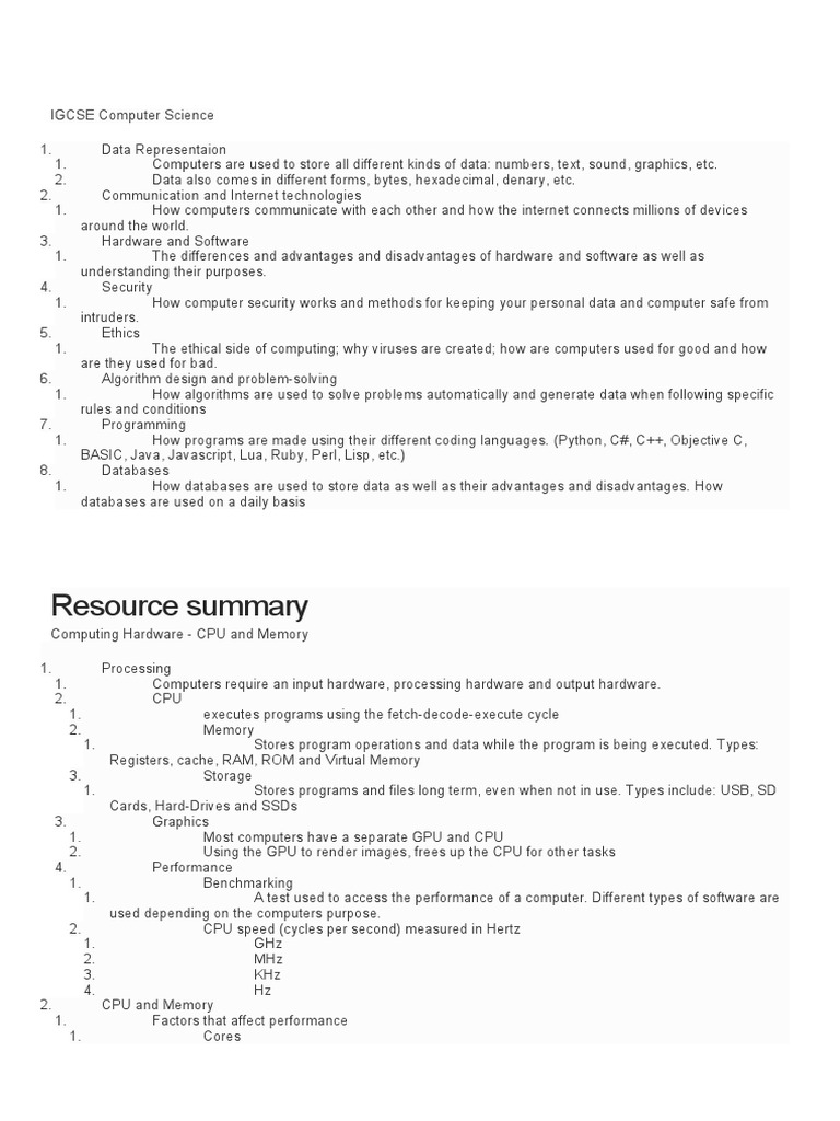 IGCSE Computer Science | PDF | Central Processing Unit | Hertz image.