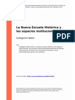 La Nueva Escuela Histórica y los espacios institucionales. - Callegarich Belen (2013). La Nueva Escuela Historica y los espacios institucionales