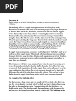 Explain in Depth The So Called Bullwhip Effect', Including Its Causes and Consequences. (20 Marks)