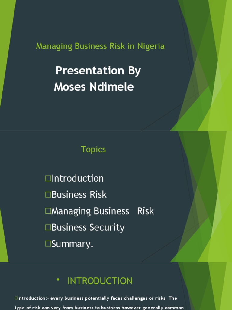 Introduction to Business Risk in Nigeria | PDF | Risk Management | Risk