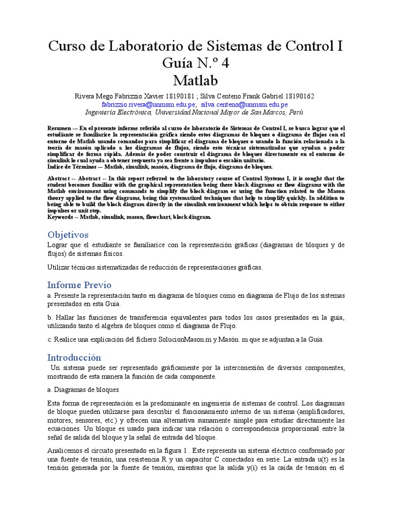 Diagramas de Control en Matlab y Simulink | PDF | Matlab | Condensador