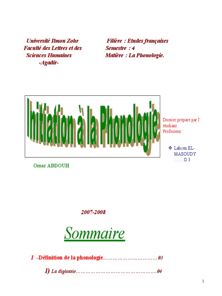 Introduction à la phonologie et diglossie | PDF | Phonologie | Linguistique
