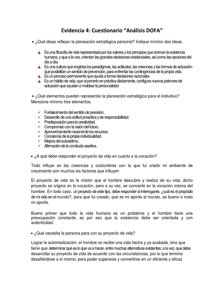 Estrategias DOFA y Proyecto de Vida | PDF | Análisis FODA | Planificación