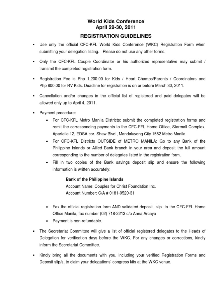 World Kids Conference Registration Guide | PDF