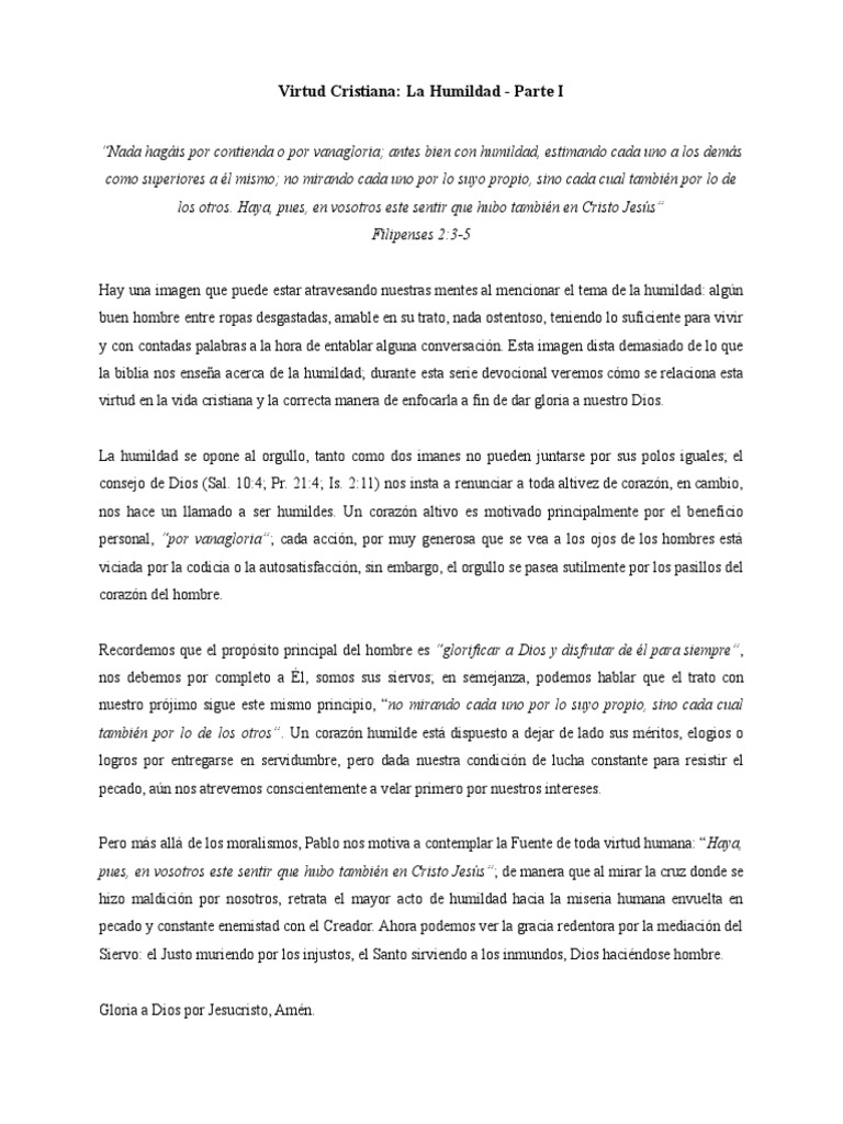 08 Virtud Cristiana - La Humildad - Parte I | PDF | Pecado | Dios