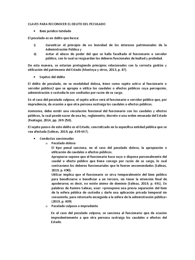 Claves para Reconocer El Delito Del Peculado | PDF | Bienes (Ley