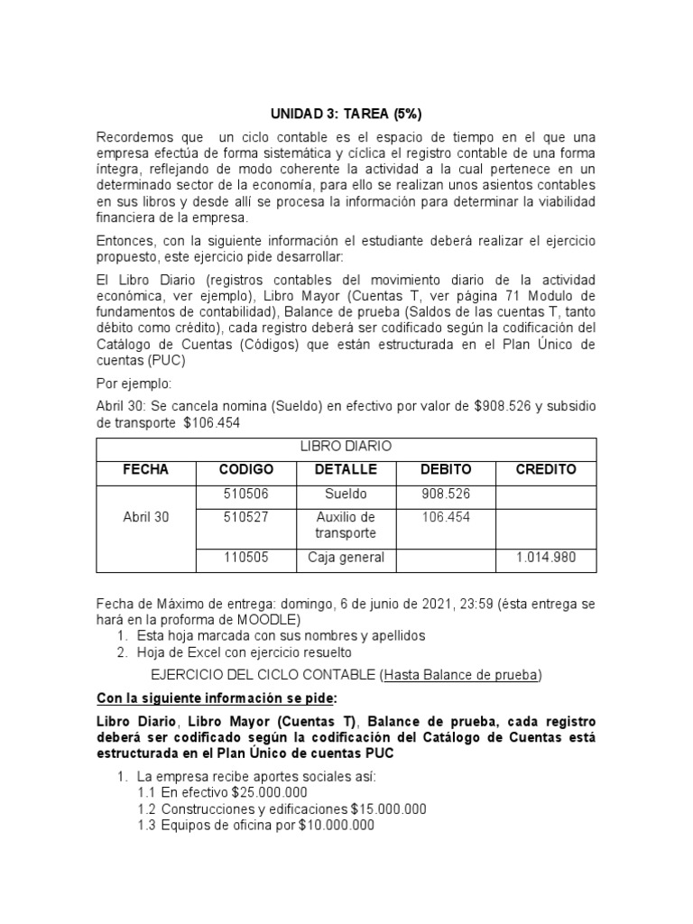 Unidad 3 Tarea 5 Contabilidad Pdf Contabilidad Dinero