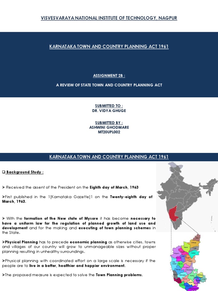 Visvesvaraya National Institute of Technology, Nagpur Karnataka Town and Country Planning Act