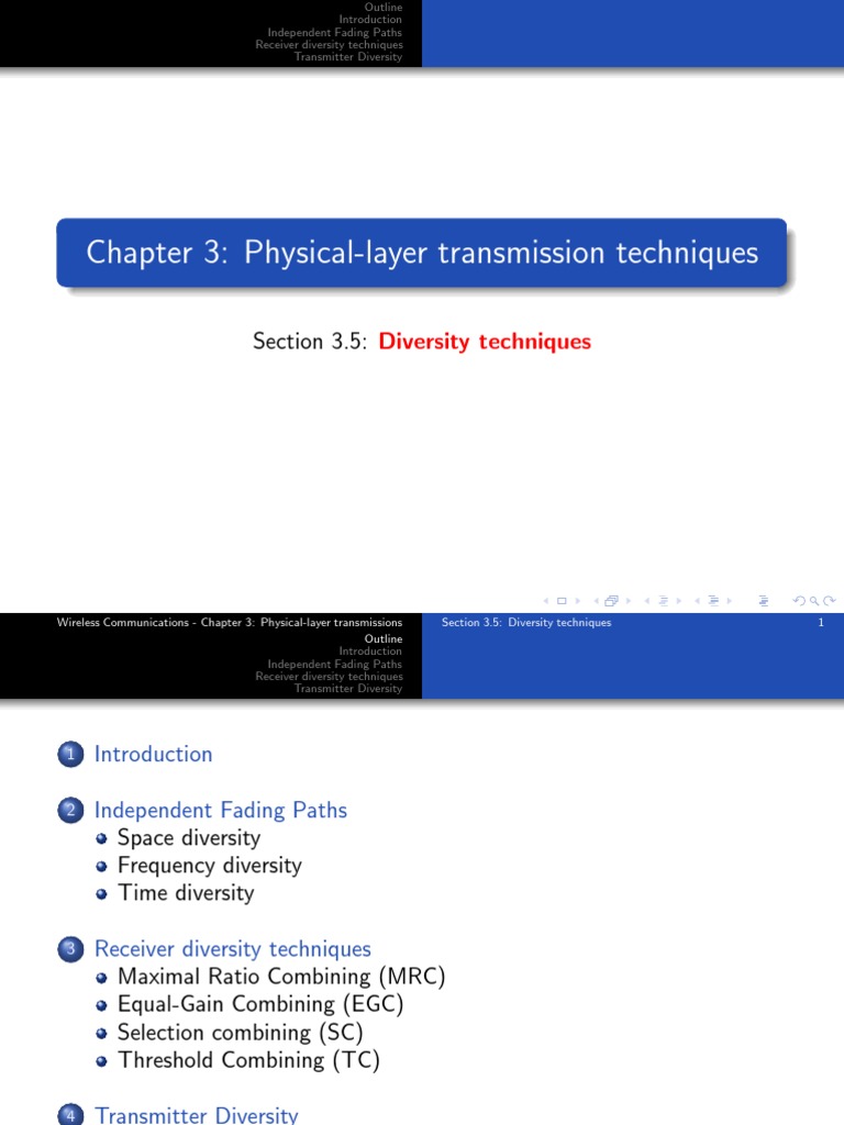 Diversity Techniques in Wireless Communication | PDF | Radio | Transmitter