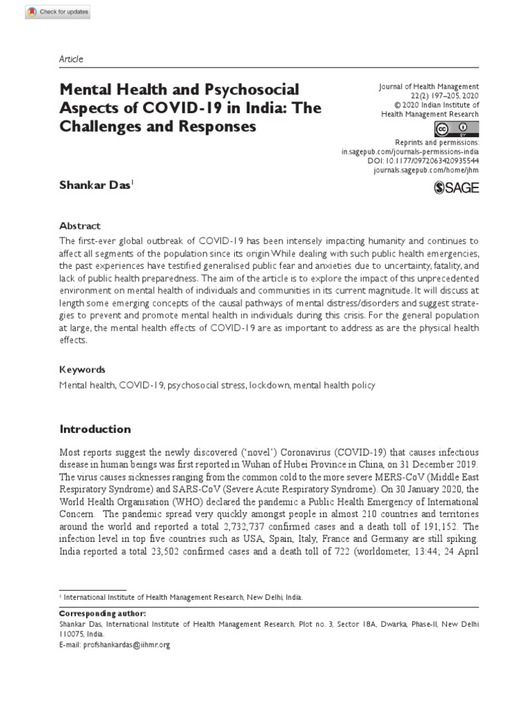 Covid Health in India Report | PDF | Mental Disorder | Mental Health