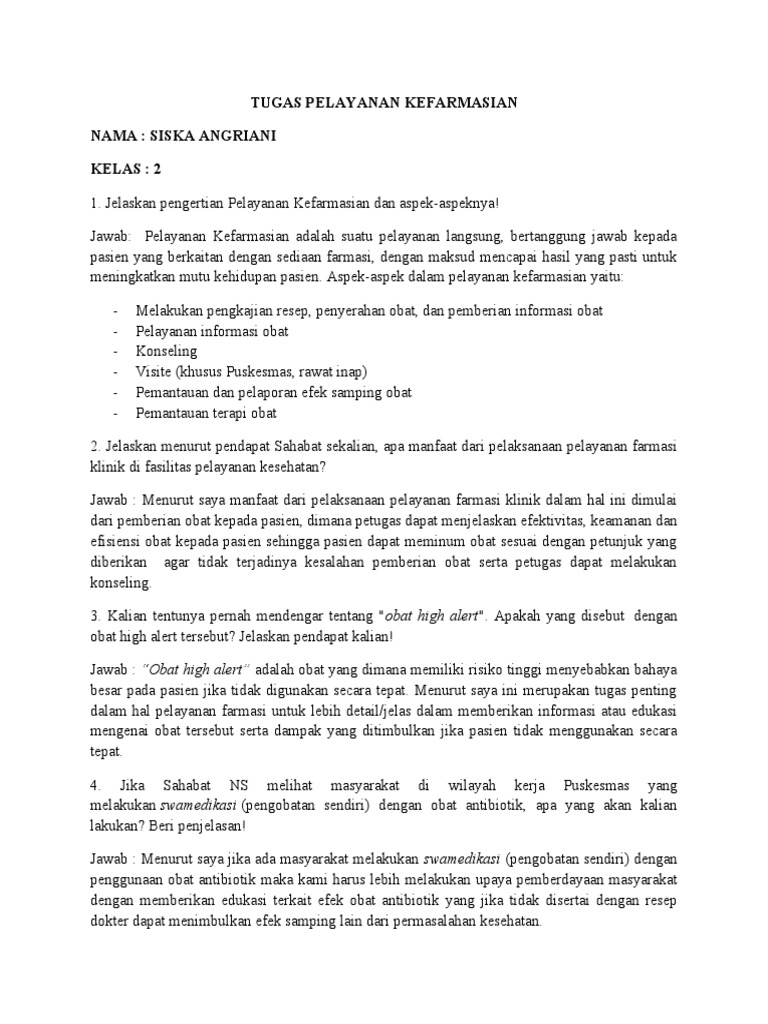 Tugas Pelayanan Kefarmasian Pdf