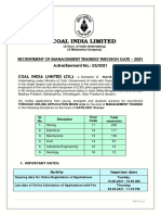 Detailed Advertisement For Recruitment of MTs Through GATE-2021 Dt. 09.08.2021