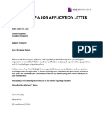 Sample of A Job Application Letter