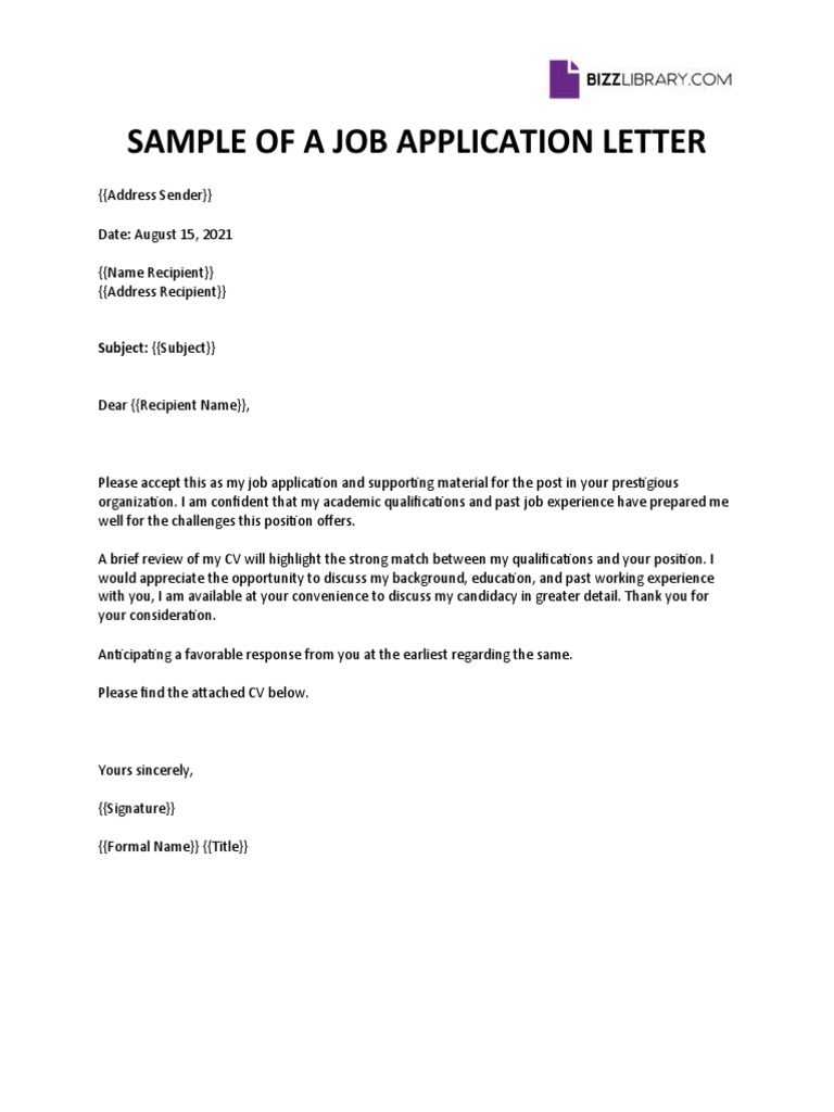 Sample of A Job Application Letter | PDF