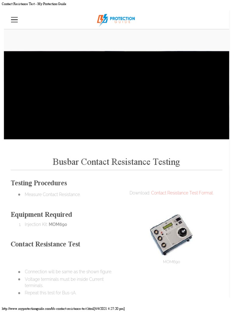 Contact Resistance Test - My Protection Guide | PDF