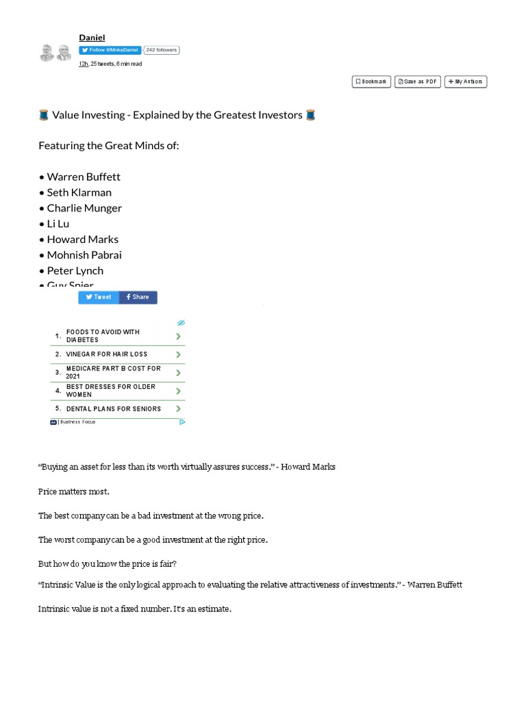 Insights from Value Investing Masters | PDF | Value Investing | Investing
