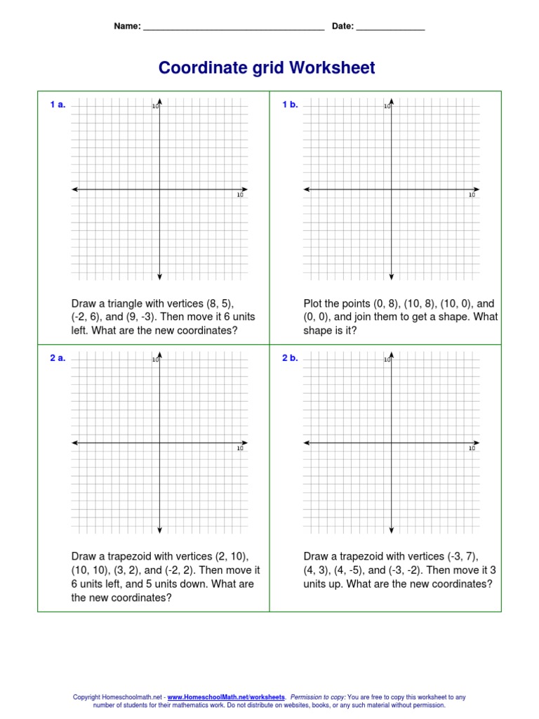 coordinate grid worksheet pdf shape geometric shapes