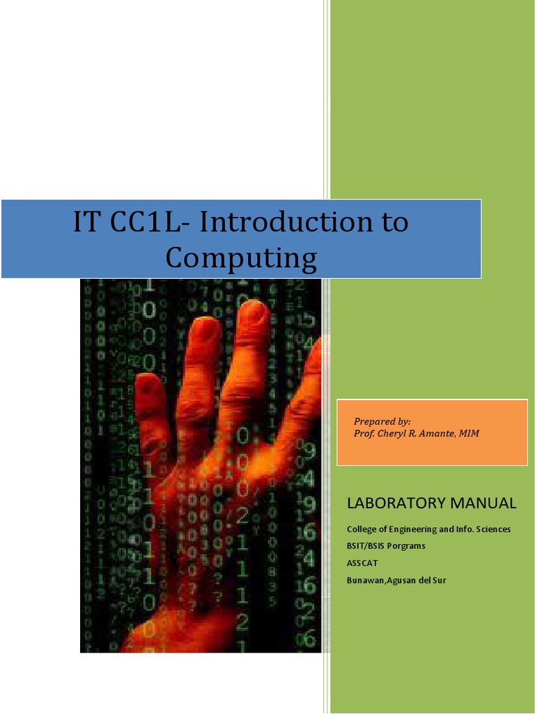 IT CC1LIntroduction To Computing Laboratory Manual PDF Microsoft
