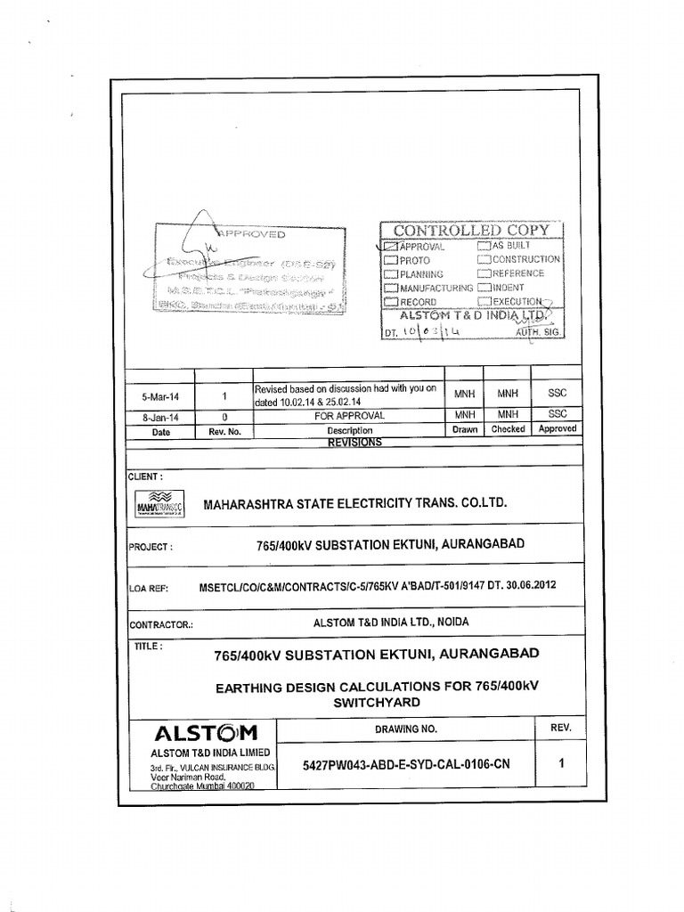 Earthing Calculation (B & W Scan) | PDF