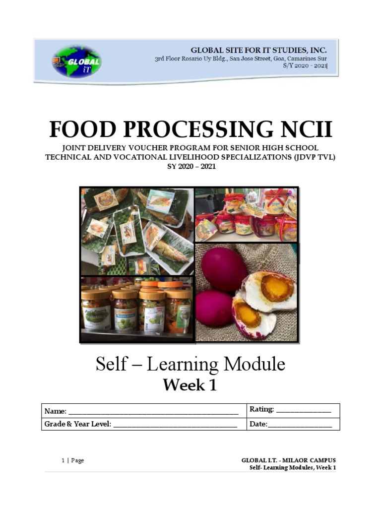 Food Processing Module PDF Food Preservation Foods