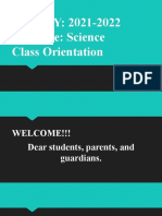 MOLAVE Science Class Orientation