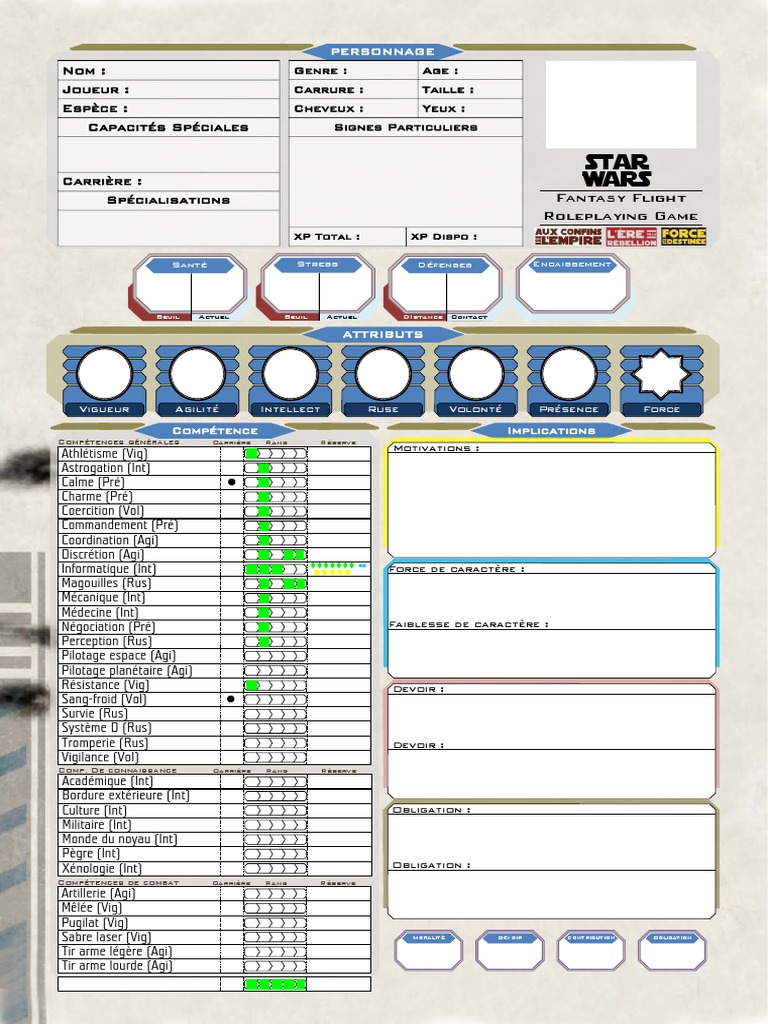 StarWars FFG - Feuille de Perso Multi - Variante Edit | PDF, image size:768x1024