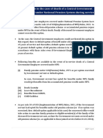 Benefits Available in The Case of Death of A Central Government Employee Covered Under National Pension System During Service