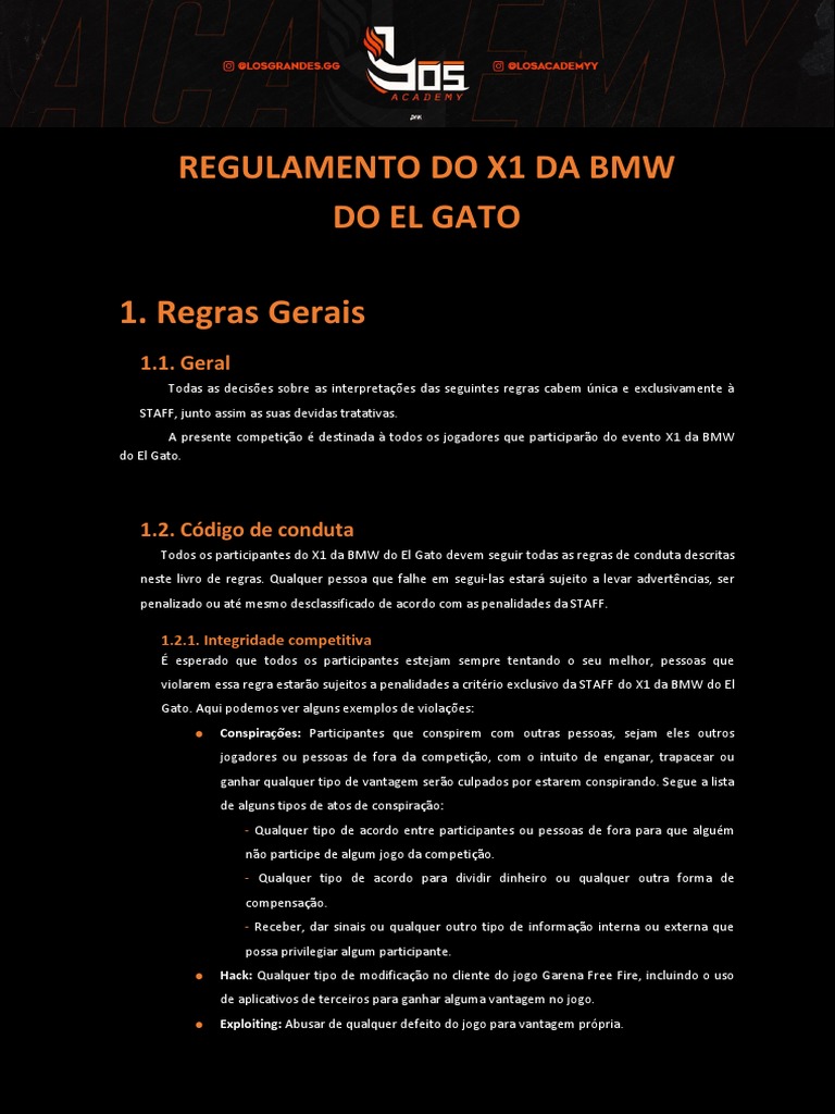 Regulamento Do X1 Da BMW Do El Gato, PDF, Gatos