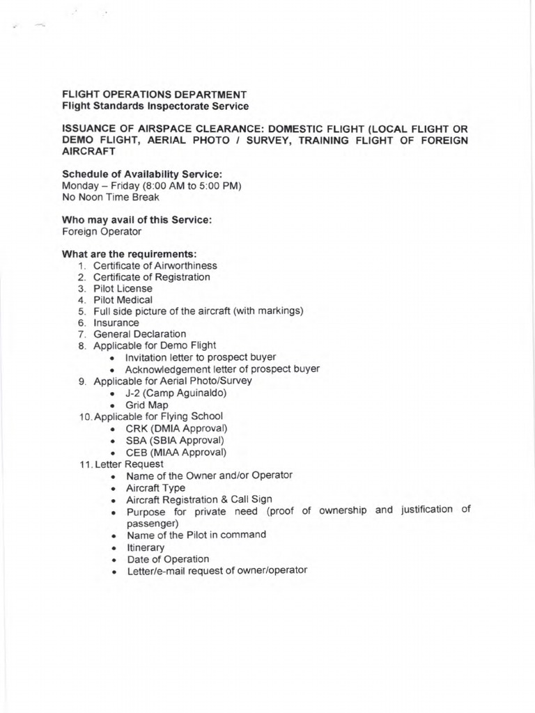 Airspace Clearance for Domestic Flights | PDF | Vehicle Operation ...
